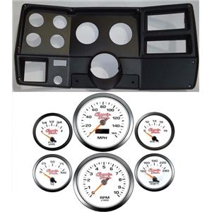 73-83 GM Truck Black Dash Carrier Concourse White Face Gauges