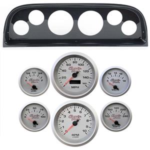 60-63 Chevy Truck Carbon Fiber Dash Carrier Concourse Silver Gauges