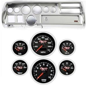 70-72 Chevelle Sweep Silver Dash Carrier Concourse Black Face Gauges