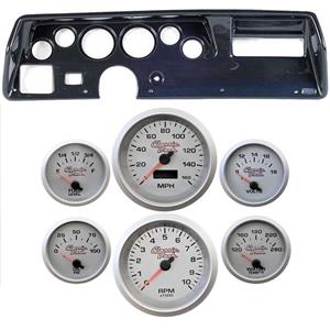 70-72 Chevelle SS Carbon Dash Carrier Concourse Silver Face Gauges