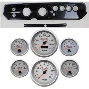 65 Chevelle Carbon Dash Carrier w/ 3-3/8" Concourse Series Silver Gauges