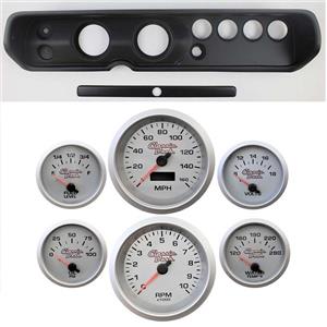 65 Chevelle Black Dash Carrier w/ 3-3/8" Concourse Series Silver Gauges