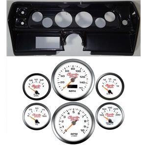 68 Nova Carbon Dash Carrier Concourse Silver Face Gauges