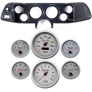 70-78 Camaro Carbon Dash Carrier Concourse Silver Face Gauges