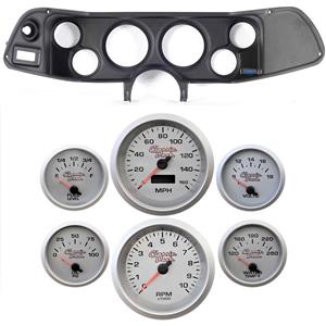70-78 Camaro Black Dash Carrier Concourse Silver Face Gauges
