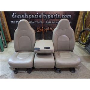 1999 - 2002 FORD F250 F350 LARIAT EXTENDED CAB FRONT LEATHER SEATS / CONSOLE TAN