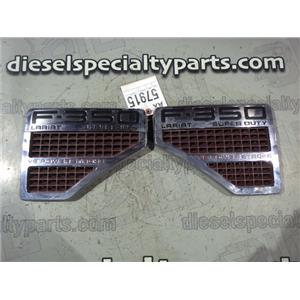 2008 2009 2010 FORD F350 LARIAT 6.4 DIESEL POWERSTROKE FENDER EMBLEMS CHROME