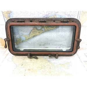 Boaters' Resale Shop of TX 2501 0254.57 BRONZE 8" x 14.75" PORTLIGHT & TRIM