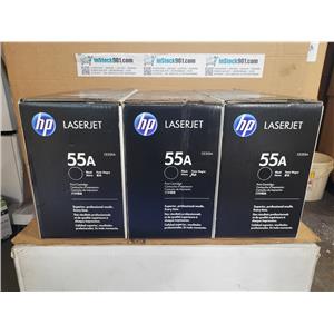 LOT OF THREE NEW GENUINE HP 55A TONER CARTRIDGES NEW SEALED ORIGINAL HP CE255A