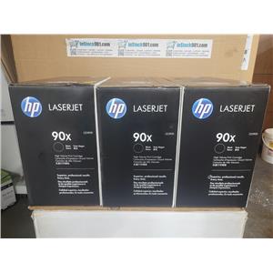 Lot of Three New Genuine HP 90X Toner Cartridges New Sealed High Yield HP CE390X