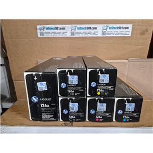 Lot of Six NEW GENUINE HP 126A LaserJet Toner Cartridges Multicolor New Sealed