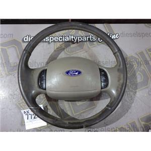 2002 2003 FORD F350 LARIAT CREWCAB OEM INTERIOR STEER WHEEL HORN (TAN) LEATHER