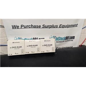 Verbatim 3x Speed DVD-RAM Double Sided 9.4GB 240 Min Disc 5 Pack - Lot of 3