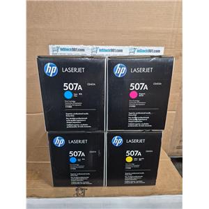 Lot of Four New Sealed Genuine HP 507A Toner Cartridges 2-C, 1-M, 1-Y -NEW-