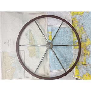 Boaters' Resale Shop of TX 2604 0406.25 LEATHER WRAPPED 32" SS STEERING WHEEL