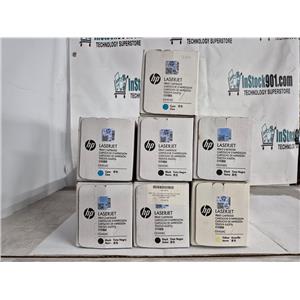 Lot of Seven New Genuine HP Toner Cartridges 4-CE410XC, 2-CE411AC, 1-CE412AC