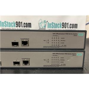 Lot 2 HP 1920-8G-PoE  (65W) Switch (JG921A), 8-Port PoE  Ethernet, 2 SFP