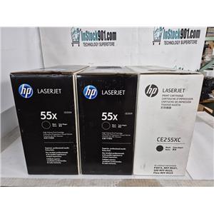 Lot of Three New Genuine HP 55X High Yield Original LaserJet Toner Cartridges