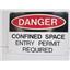 DANGER sign CONFINED SPACE - ENTRY PERMIT - REQUIRED - Red, Black, White 14 x10