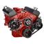 Black Chevy Small Block Serpentine Conversion - Power Steering & Alternator, Long Water Pump