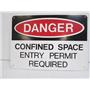 DANGER sign CONFINED SPACE - ENTRY PERMIT - REQUIRED - Red, Black, White 14 x10