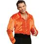 Orange Ruffled Velvet Disco Shirt 70's Small
