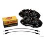 WILWOOD 140-10789-BK, BLACK BRAKE CALIPER, PAD, AND LINE KIT, 4 PISTON FRONT, 1965-1982 CHEVROLET CO
