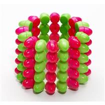 80s Punk Club Candy Rounded 5 Row Spike Green & Pink Costume Accessory Bracelet