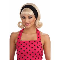 50's Blonde Flip Wig with Headband and Bangs