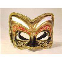 Black Gold and Red Venetian Masquerade Mask with Glitter 57260