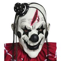 Black and White Horror Clown Adult Mask with Hair