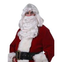 Professional Quality Deluxe Santa Claus White Wig and Beard Christmas