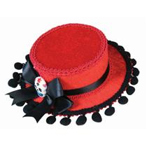 Day of the Dead Red Gaucho Mini Hat with Pom Poms