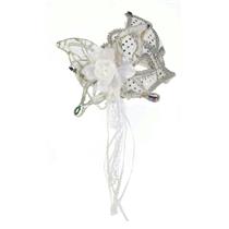 White and Silver Butterfly Venetian Mask 64506