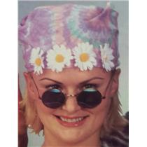 60's Tie Dye Daisy Bandana with Peace Sign Hippie Glasses Costume Accessory Kit