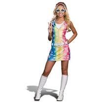 70's Polly Ester Peace Sign Rainbow Tie Dye Girls Juniors Costume Medium 7-9