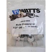 Pkg of 10 WATTS 1001B-0806 Male Connectors  1/2" OD x 3/8" NPTF Polysulfone  NIP