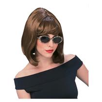 Auburn Brown Shoulder Length Bouffant Style Starlet Fashion Wig with Bangs