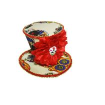 Forum Novelties Adult Day of the Dead Mini Skull and Red Flower Top Hat Clip