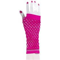 80's Club Candy Pink Double Fishnet Glovelettes Gloves