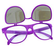 80s Purple Mirror Lens Flip Up to Clear Lens Blues Brother Glasses Eyewear
