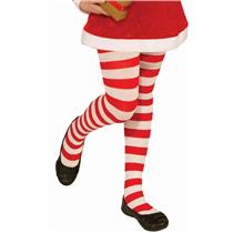 Red and White Striped Child Christmas Candy Cane Tights Size Large 12-14