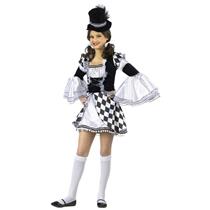 Girl's Harlow Quinn Junior Costume Harlequin Black and White Diamond Clown 0-9