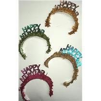 50 Piece Happy New Year Tiaras with Fringe Assorted Colors Party Supply Headwear