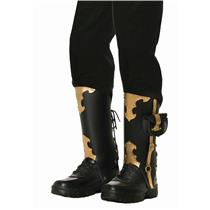 Black with Gold Detail Deluxe Pirate Boot Covers Costume Accessory