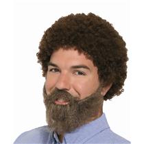 80s Guy American Painter Brown Afro Style Wig & Beard with Moustache
