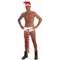 Forum Men's Novelty Christmas Candy Cane Wanna Lick My Stick Stud Undies Gag