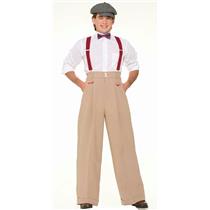 Roaring 20's Mens Costume Wide Leg Pleated Cream Trousers Pants Standard Size
