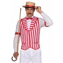 Barber Shop Quartet Red and White Striped Costume Vest Standard Size