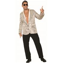 Silver Sequin Blazer Adult Men's Disco Jacket With Pockets X-Large